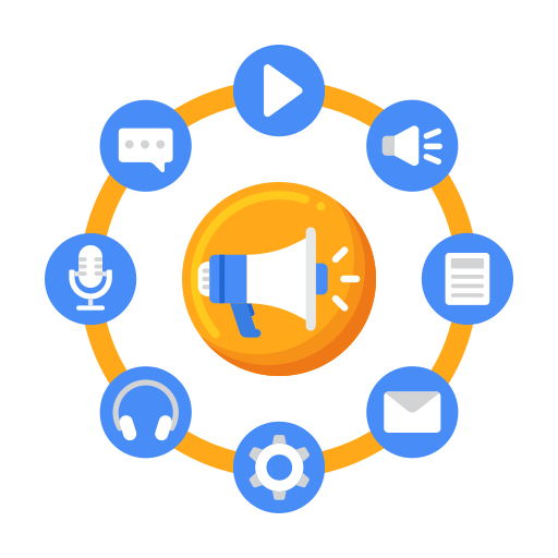 Stylized icon representing content marketing